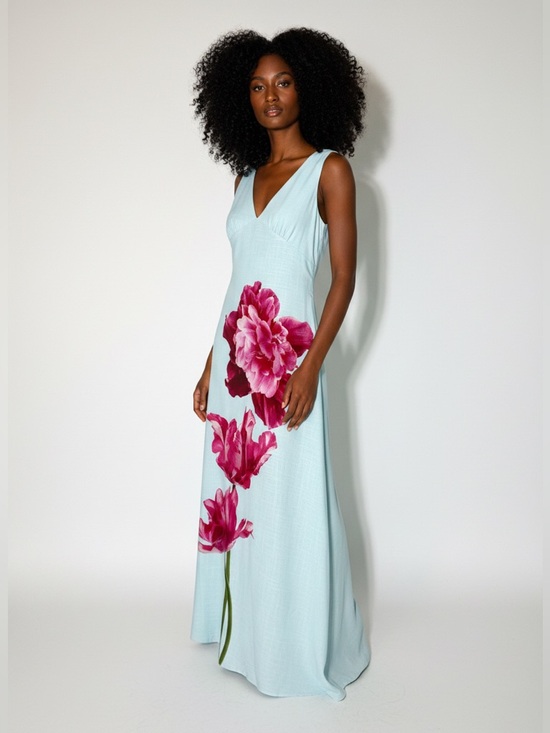 Paper Heart Dresses & Skirts - Paper Heart Anthropologie Magenta Iris Linen Blend Maxi